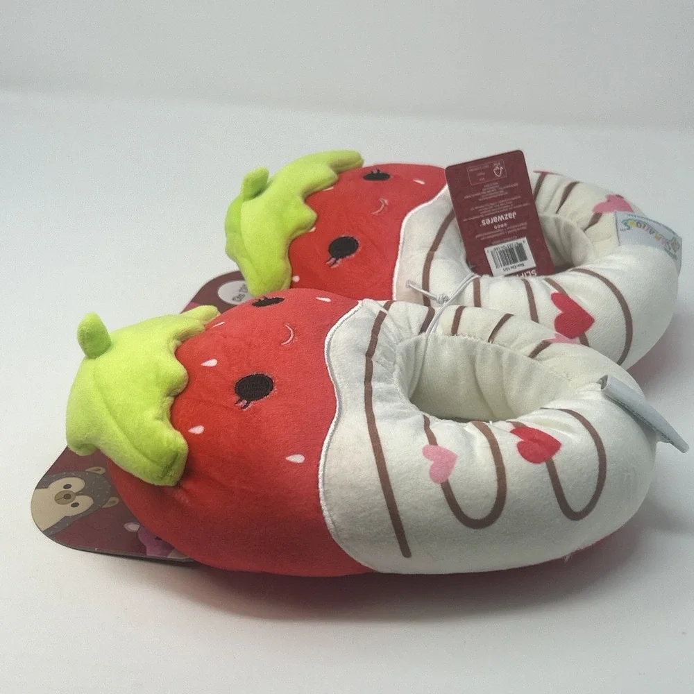 New Original Squishmallows Kids Sz 13-1 Chocolate Dipped Strawberries Slippers